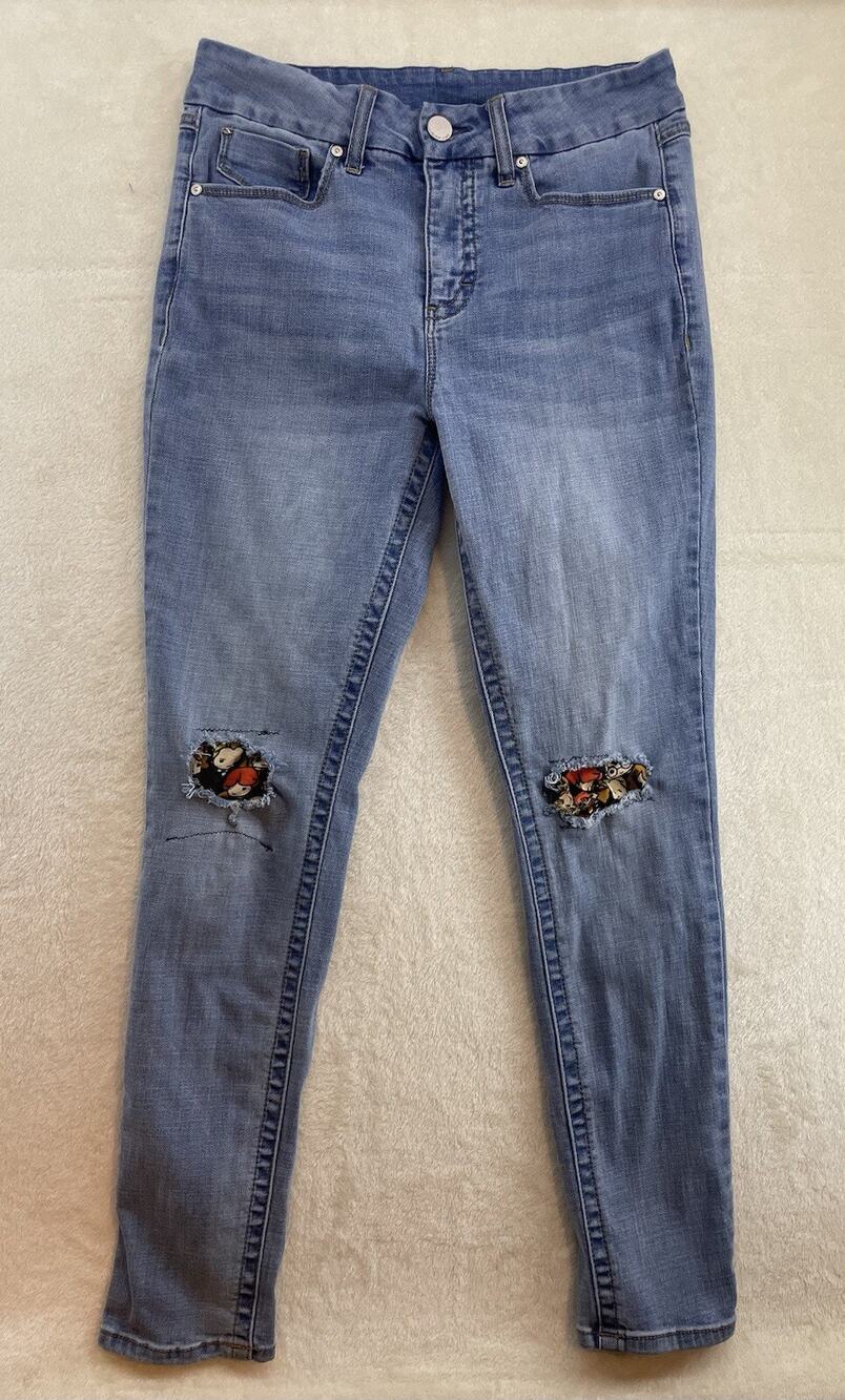 Women Denim Seven 7 Jeans Knee Patch Skinny Stretch Size 8